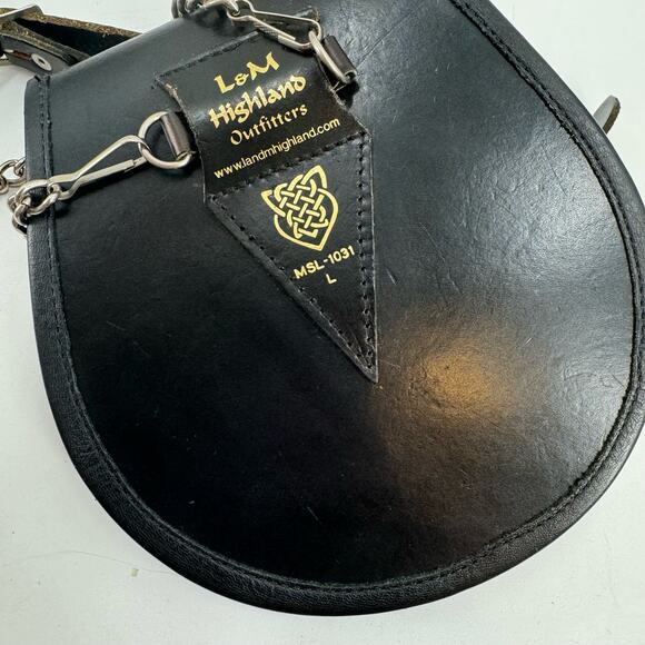 L & M Highlander black leather Sporran Belt Bag - Picture 12 of 16
